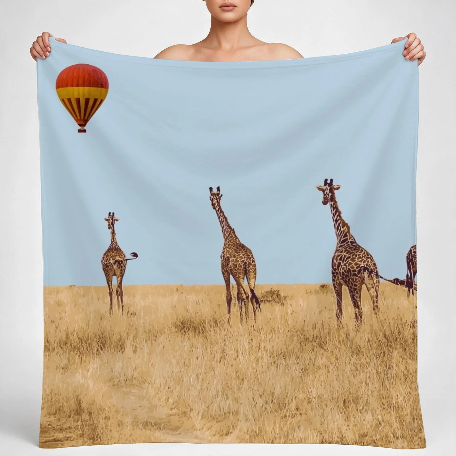 Maasai Mara National Park, Kenya Illustration Artwork Throw Blanket couch cozy soft plush fuzzy picnic outdoor blanket