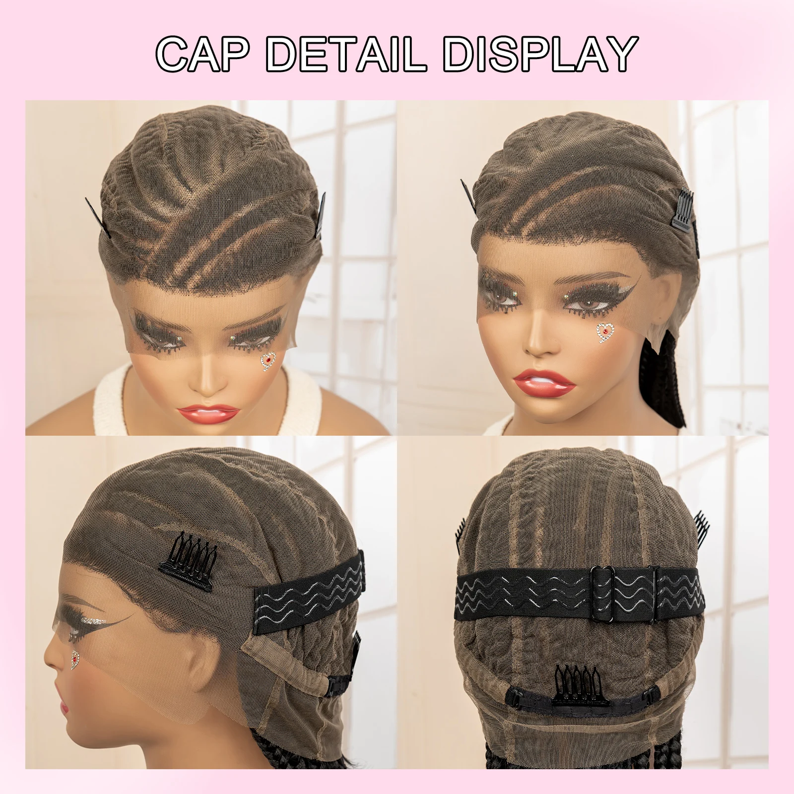 الاصطناعية كامل الدانتيل كورنو صندوق شعر مستعار مضفر 34 بوصة الدانتيل أمامي الكروشيه آلهة الضفائر شعر مستعار للنساء السود الأفريقيات