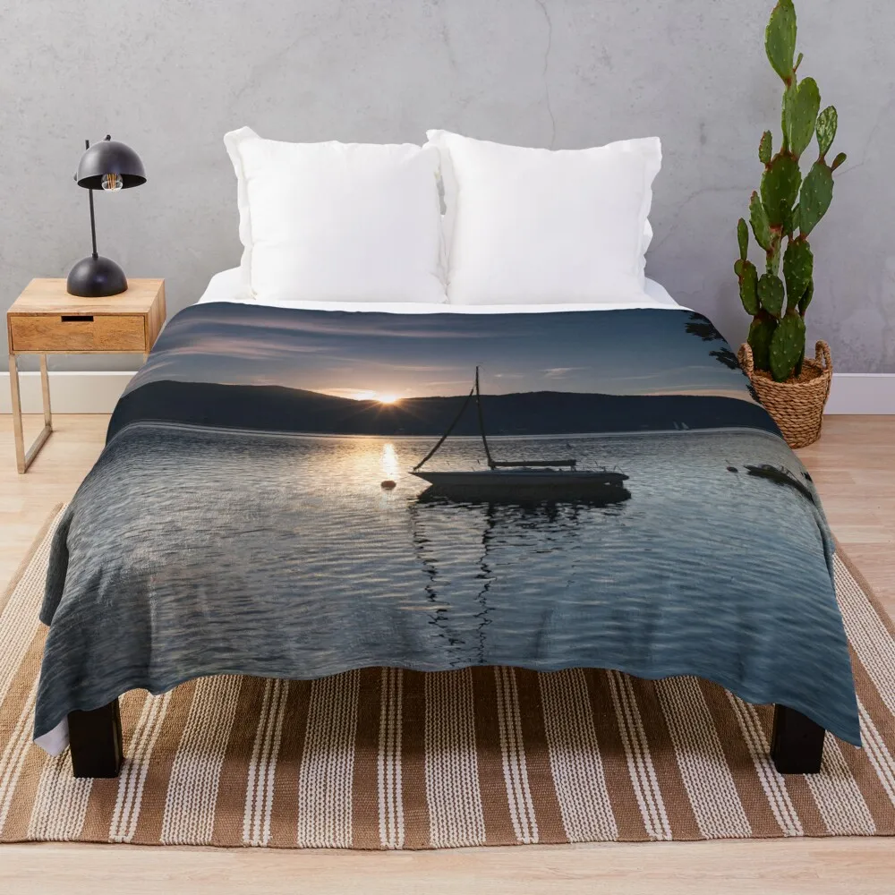 Last Rays of the Sun over Tegernsee in Bavaria Throw Blanket bed plaid halloween Luxury Designer Summer Blankets