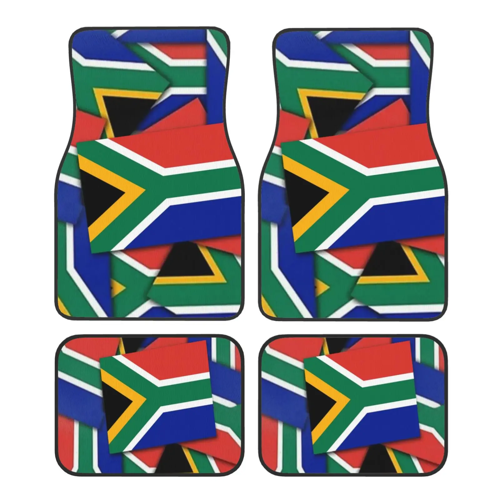 South Africa Flag Print Car Floor Mats Non-Slip Carpets Rugs Front & Rear Car Foot Mats Set of 4 Pcs Auto Accessories Decor