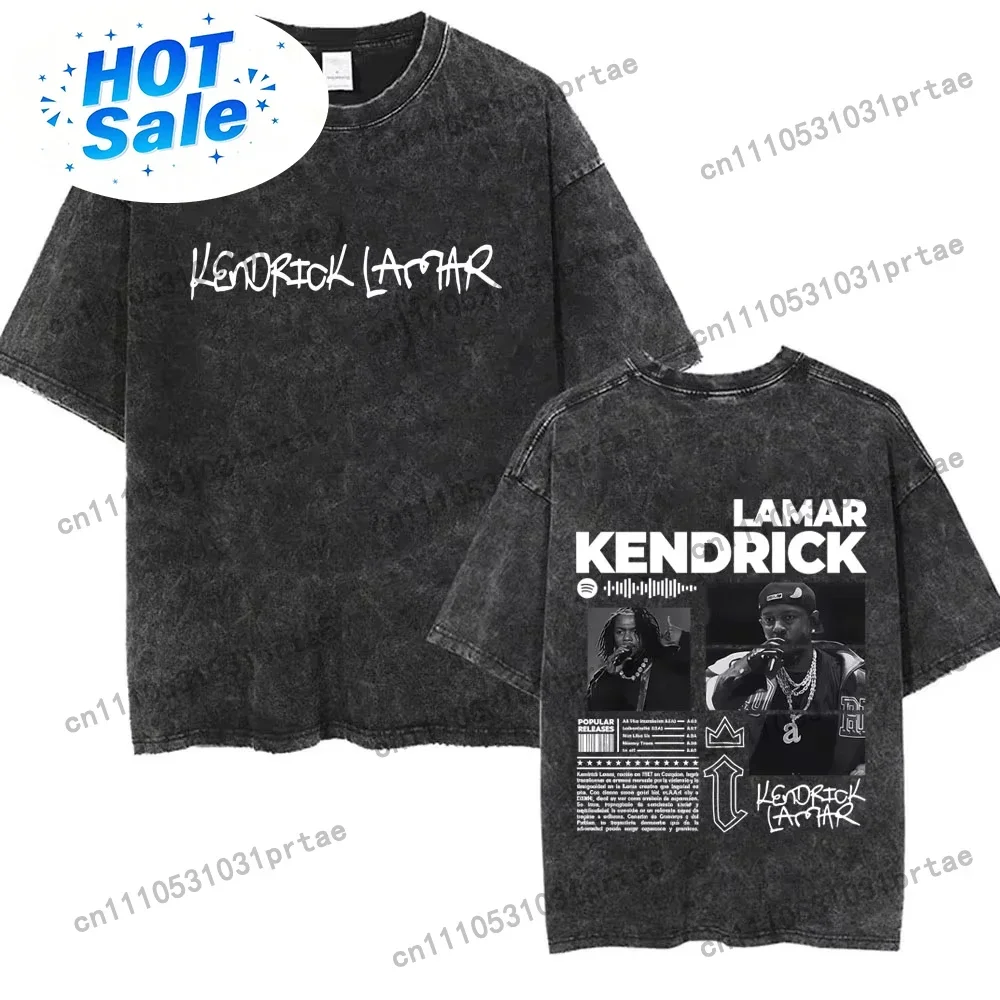 Washed Vintage Rapper Kendrick Lamar The Not Like Us T Shirt Men Women Hip Hop Fashion Male Casual Cotton Retro T-shirts Black