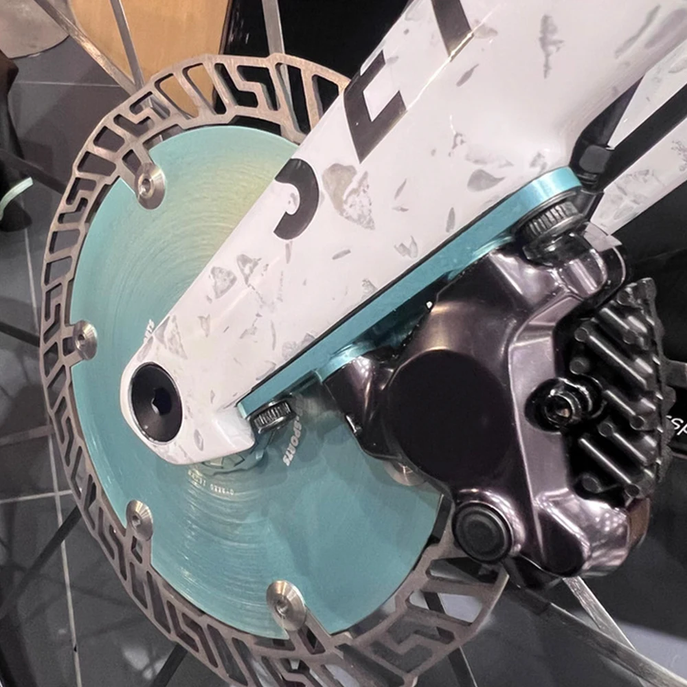 Ultraleichte Rennrad-Scheibenbremsenhalterung, 160 mm Konverter für kompatible Shimano R8170 105 DA SRAM, rote Vorder- und Hinterradbremse – Detail 7