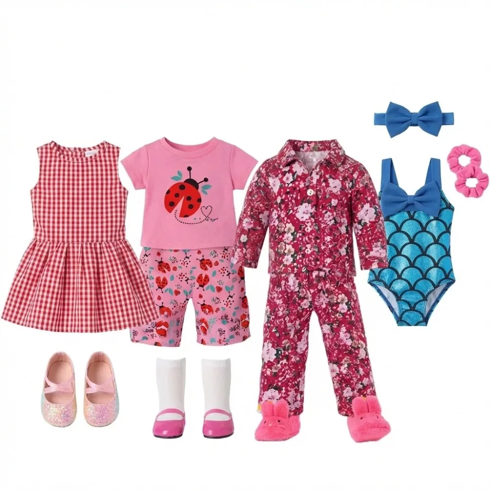 

4 шт., одежда для кукол нашиго поколения, пижамные наряды, брюки, комбинезоны с блестками, модные аксессуары для кукол, игрушки для малышей Reborn