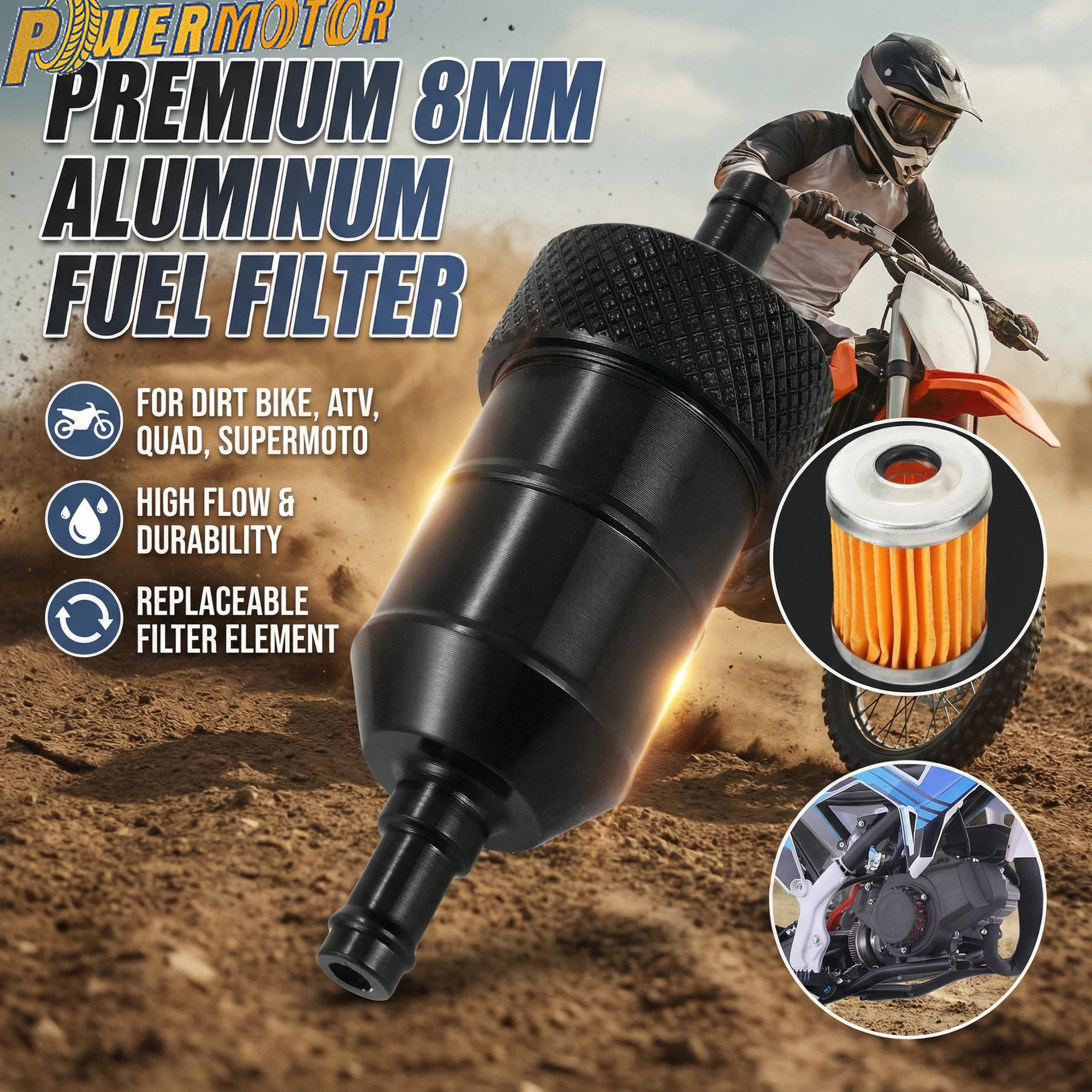 

8mm Motorcycle Petrol Gas Fuel Filter For DirtBike ATV Quad Supermoto Inline Fuel Filter Universal CNC Aluminium Modified Parts