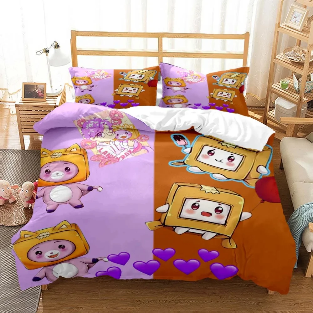 Cartoon Lanky-box Foxy Boxy Bedding Set,Duvet Cover Bed Set Quilt Cover Pillowcase,King Queen Twin Size Boys Girls Adults