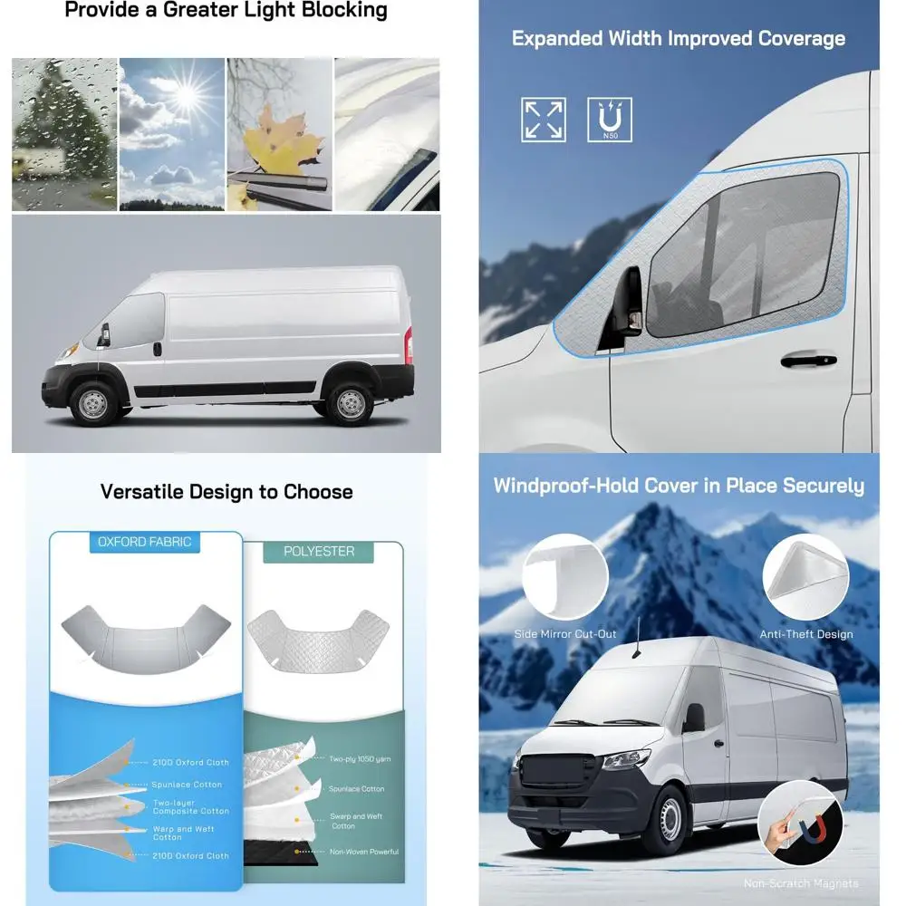 

Gray Oxford Fabric Mercedes Sprinter 2007-Present Windshield Cover with Mirror Cutouts for Snow and Ice Protection