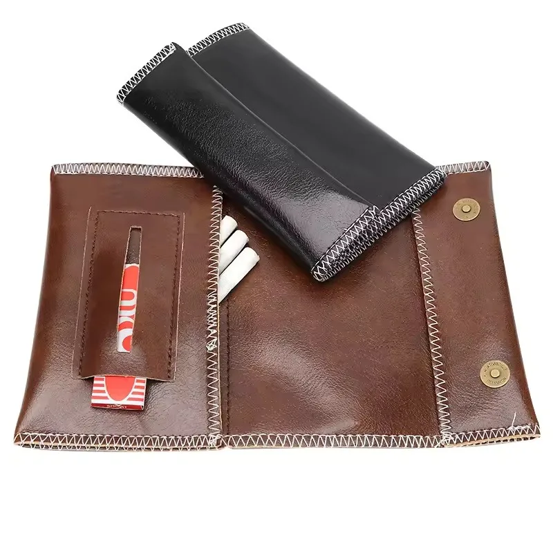 Imitation Leather Tobacco Storage Bag, All-in-One Cigarette Tool Kit Pipe Bag Hand Roll Bag Durable Leather Tobacco Pouch