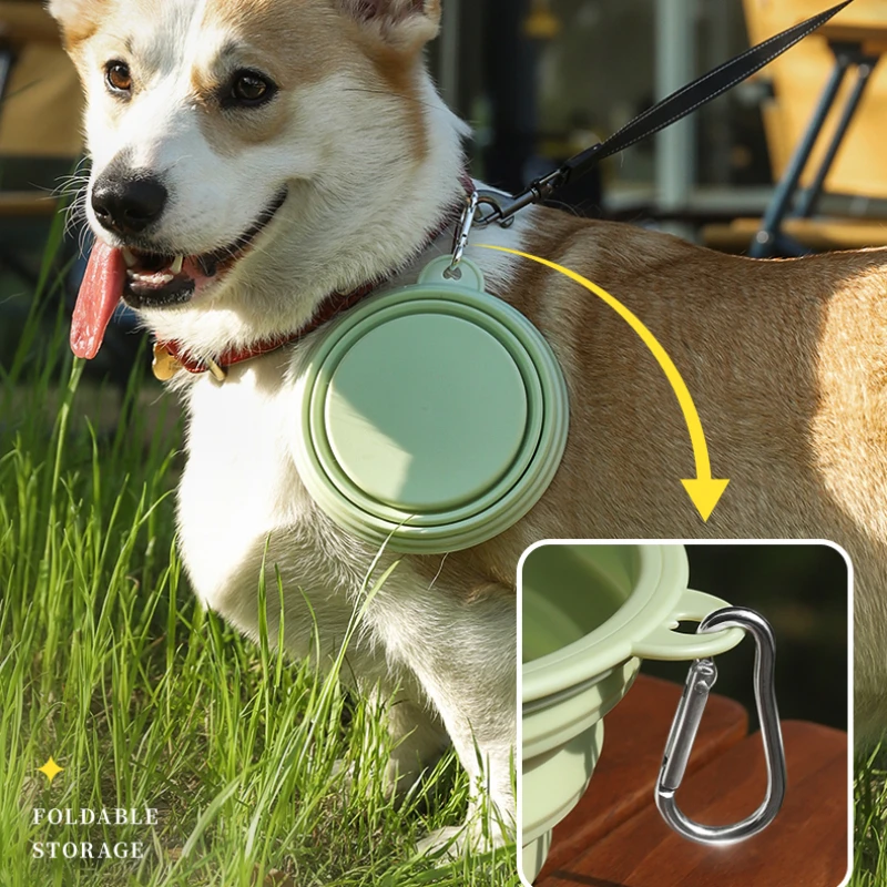 Ciotola pieghevole in silicone per animali domestici per cani, da viaggio all\'aperto, pieghevole, portatile, per cibo per gatti, contenitore per