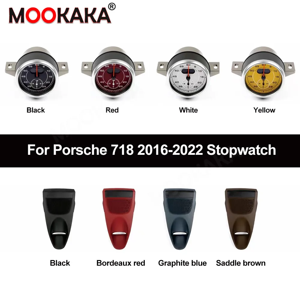Car Stopwatch For Porsche Cayenne Panamera Taycan 2010-2017 Interior Center Dashboard Clock Compass Modification Accessories