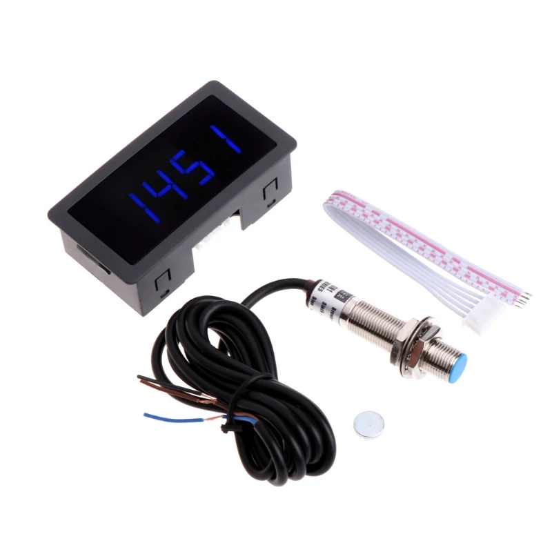 4 Digital LED Tachometer RPM Speed Meter+Proximity Switch Sensor 12V 9999RPM For Lathe/Mower/CNC/Spring High-Precision