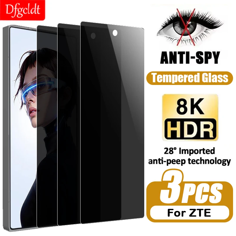 3Piece Full Cover Privacy Screen Protector for ZTE nubia RedMagic 11S 10S 9S 8S 11 10 9 8 Pro 11 Air Anti-spy Tempered Glass