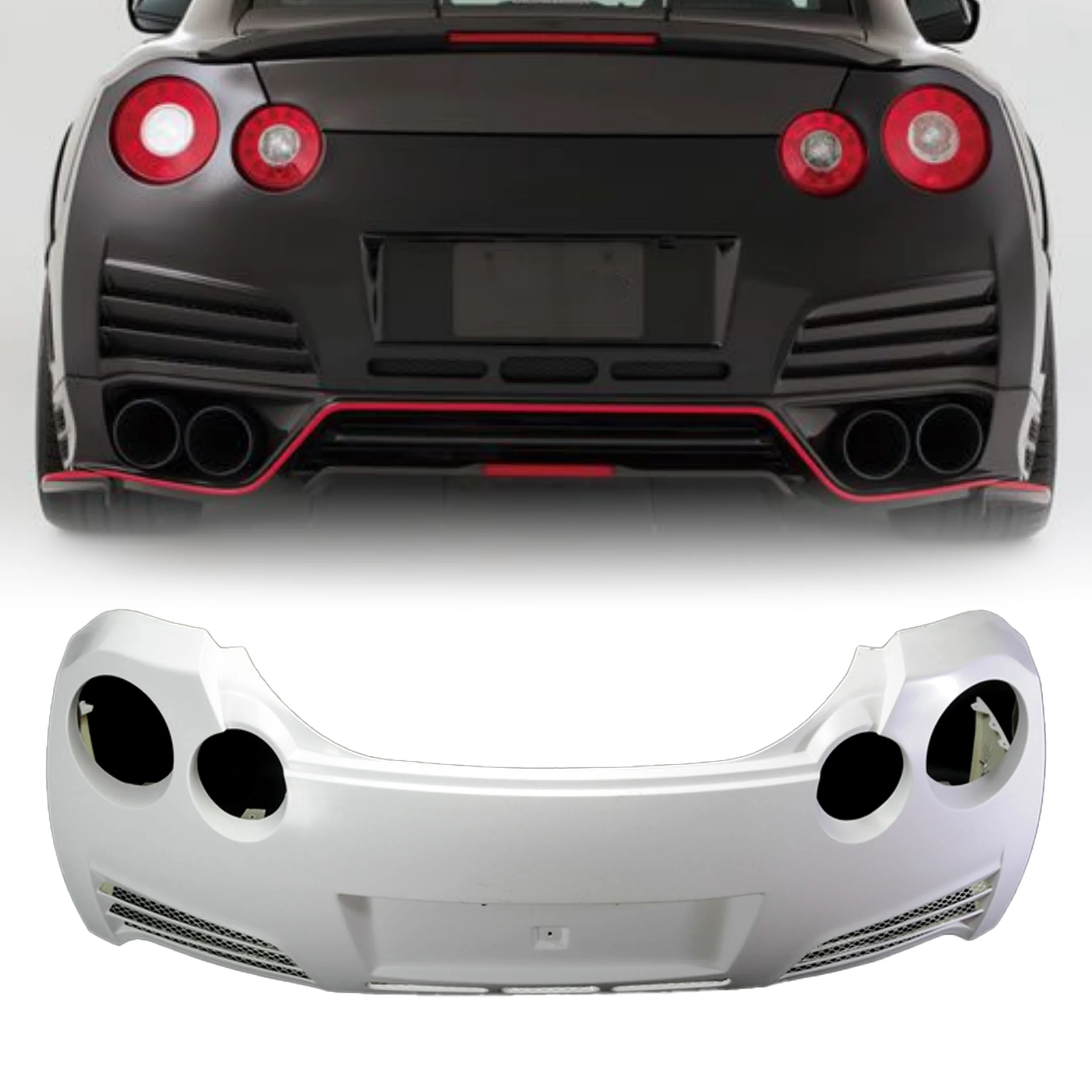 ينطبق على الطراز الجديد 14 الإصدار VRS للمصد الخلفي من الألياف الزجاجية لنيسان GTR R35 FRP