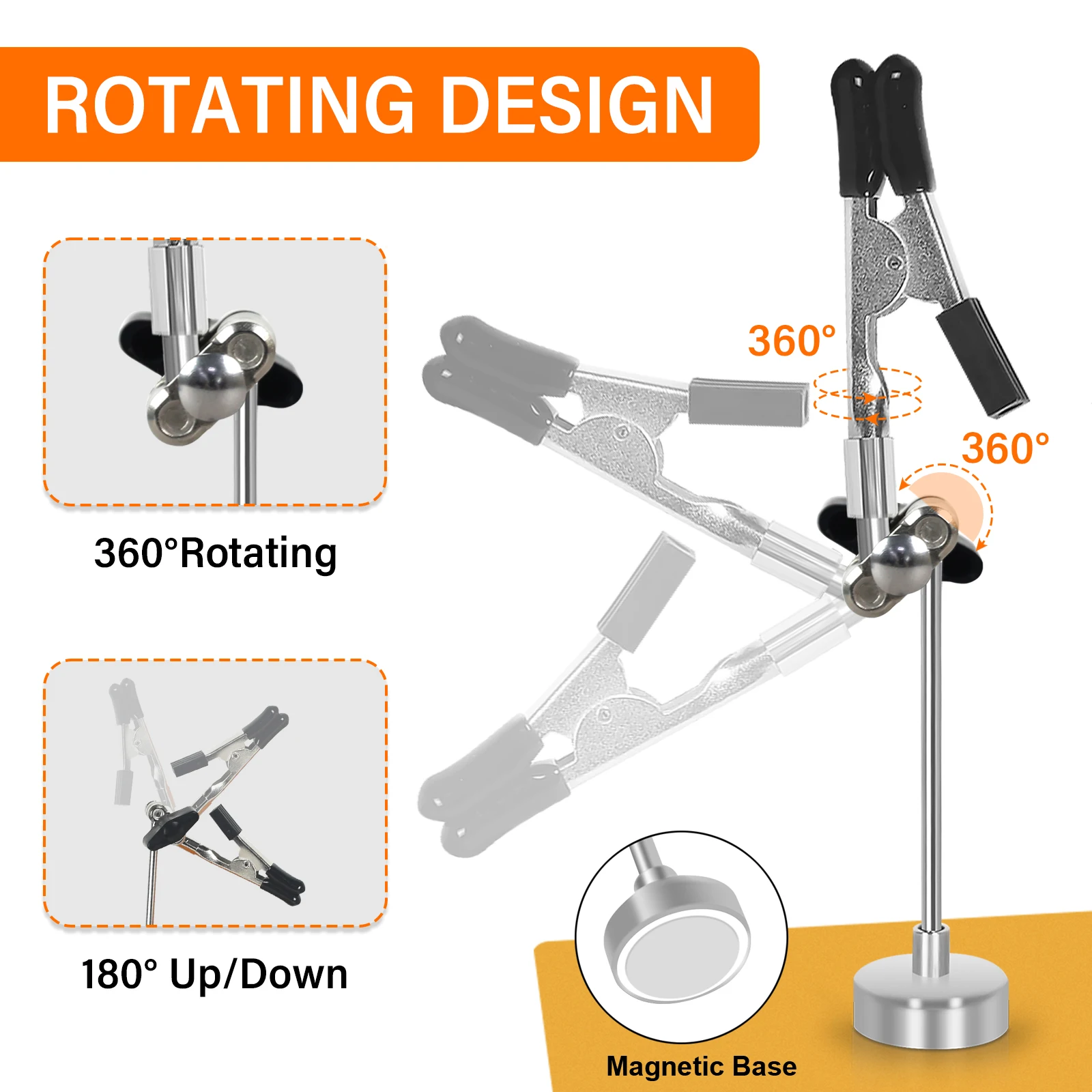 Toolour Helping Hands PCB Soldering Clamp Adjustable Soldering Clip Flexible Metal Arm Alligator Clips Soldering Third Hand Tool