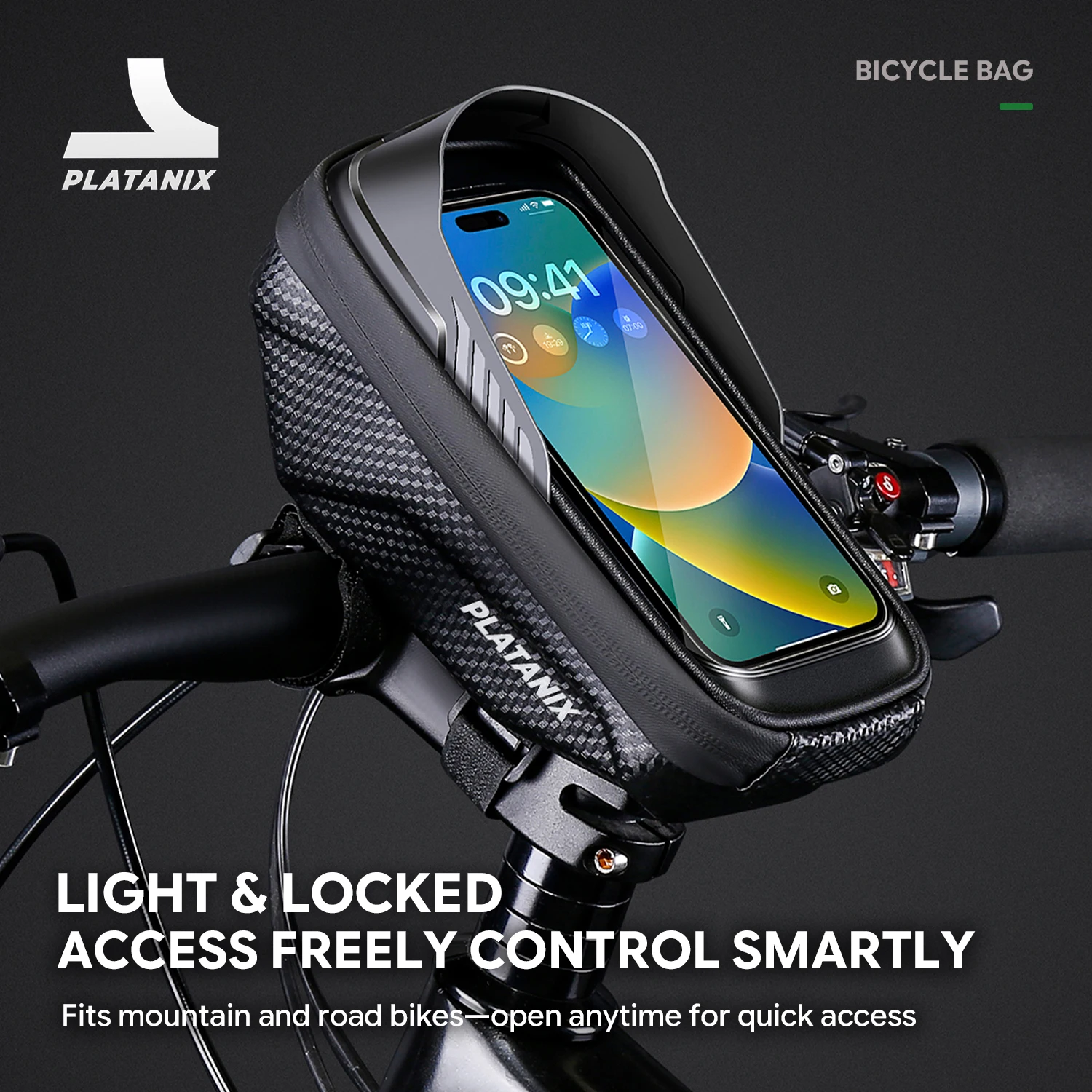 PLATANIX A1 Mountainbike- und Rennrad-Lenkertasche mit EVA-Hartschale & Vorderrahmen-Handytasche - Vielseitige Outdoor-Fahrradausrüstung