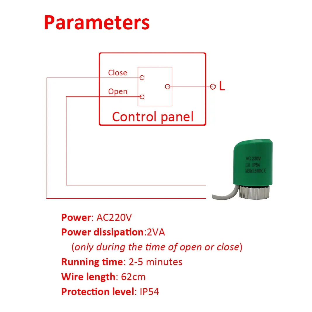 230V NO NC Listrik Termal Aktuator Katup Kepala untuk Termostat Manifold Di Bawah Lantai Pemanas Radiator Biasanya Dibuka Tertutup