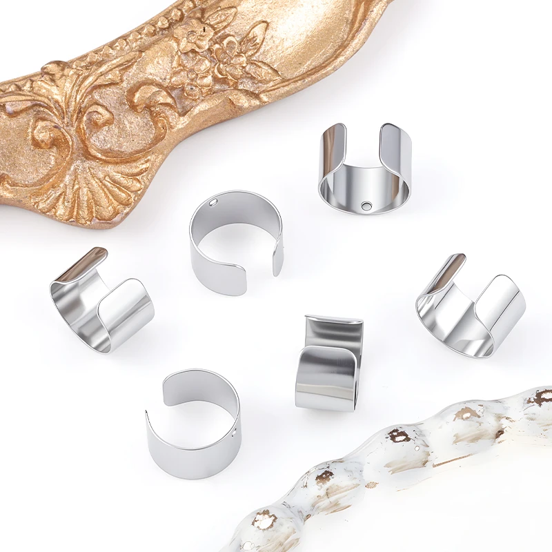 

50pcs/lot Stainless Steel Earrings Clip With Hole Chain Connectors for Jewelry Finding Making DIY Accessories Ear Clip 50pcs/lot