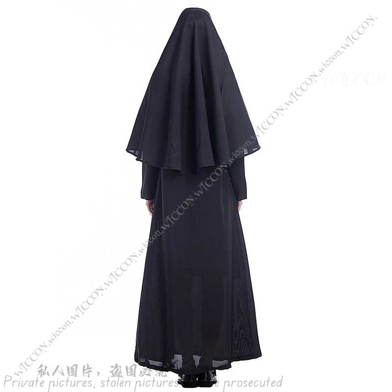 Nun Costume Halloween Costumes Cosplay Medieval Women Adult Blessed Church Costume Carnival Stage Costume Party Dress Up Props