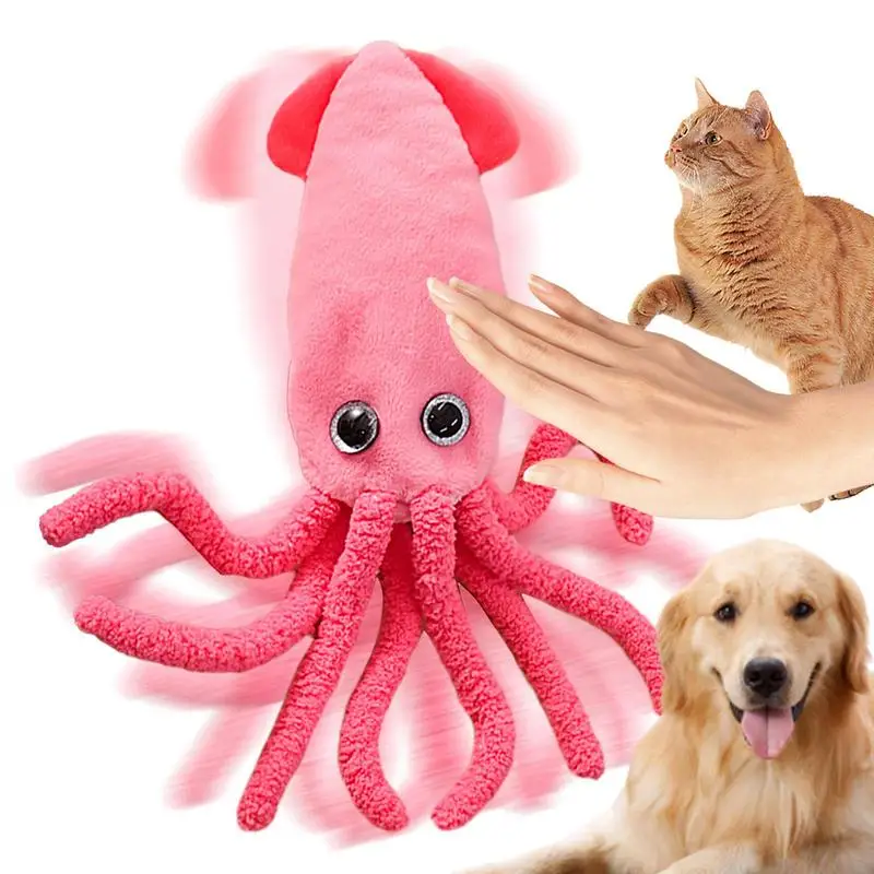 Dog Toy Stuffed Animal Interactive Pet Plush Cartoon Bouncing Plush USB Charging Cute Squid Lobster Plushie Sea Animal Shape