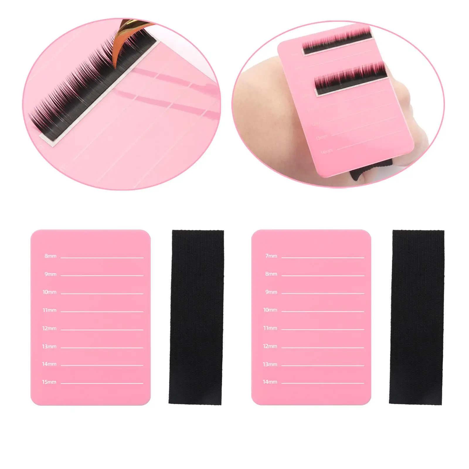 Paleta de pestañas con líneas de medición, soporte de pegamento para pestañas, bandeja, placa de escala de pestañas injertadas para estudio cosmético, salón de belleza y hogar