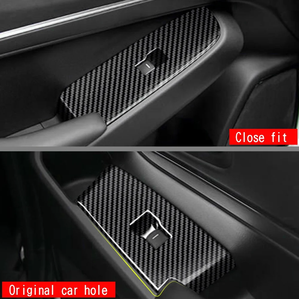 Carbon Fiber Window Glass Lift Button Trim Switch Cover Door Armrest Panel Sticker for Honda HRV HR-V Vezel 2021 2022