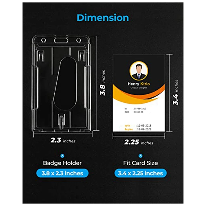2PCS Vertical Hard Plastic Badge Holder Id Card Holders For Badges With Thumb Slot Design