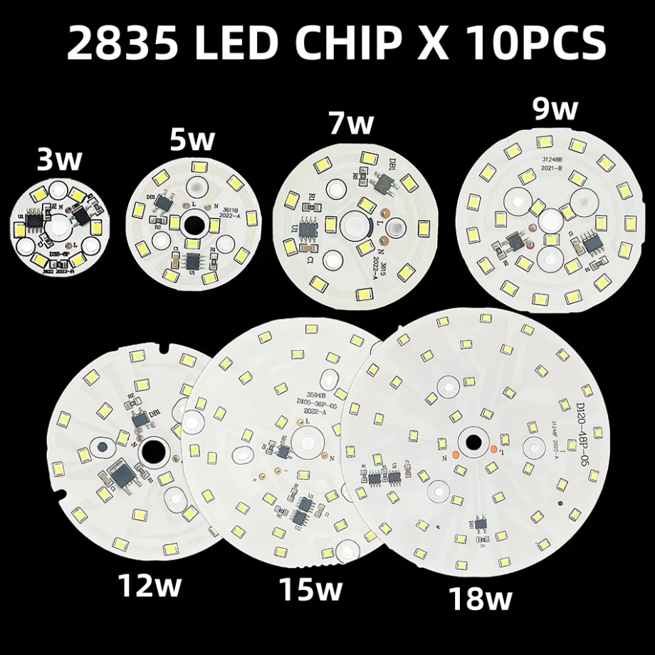 10PCS AC220V-240V SMD 2835 Round LED Chip for Downlight Spotlights Lighting Accessories Light Beads