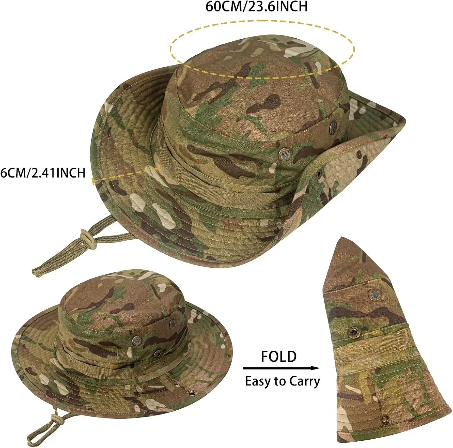 Rosoz Sun Hats for Men Women Boonie Hat UPF 50+ Bucket Hat Wide Brim UV Protection Fishing Hiking Safari Outdoor Hats Outdoor