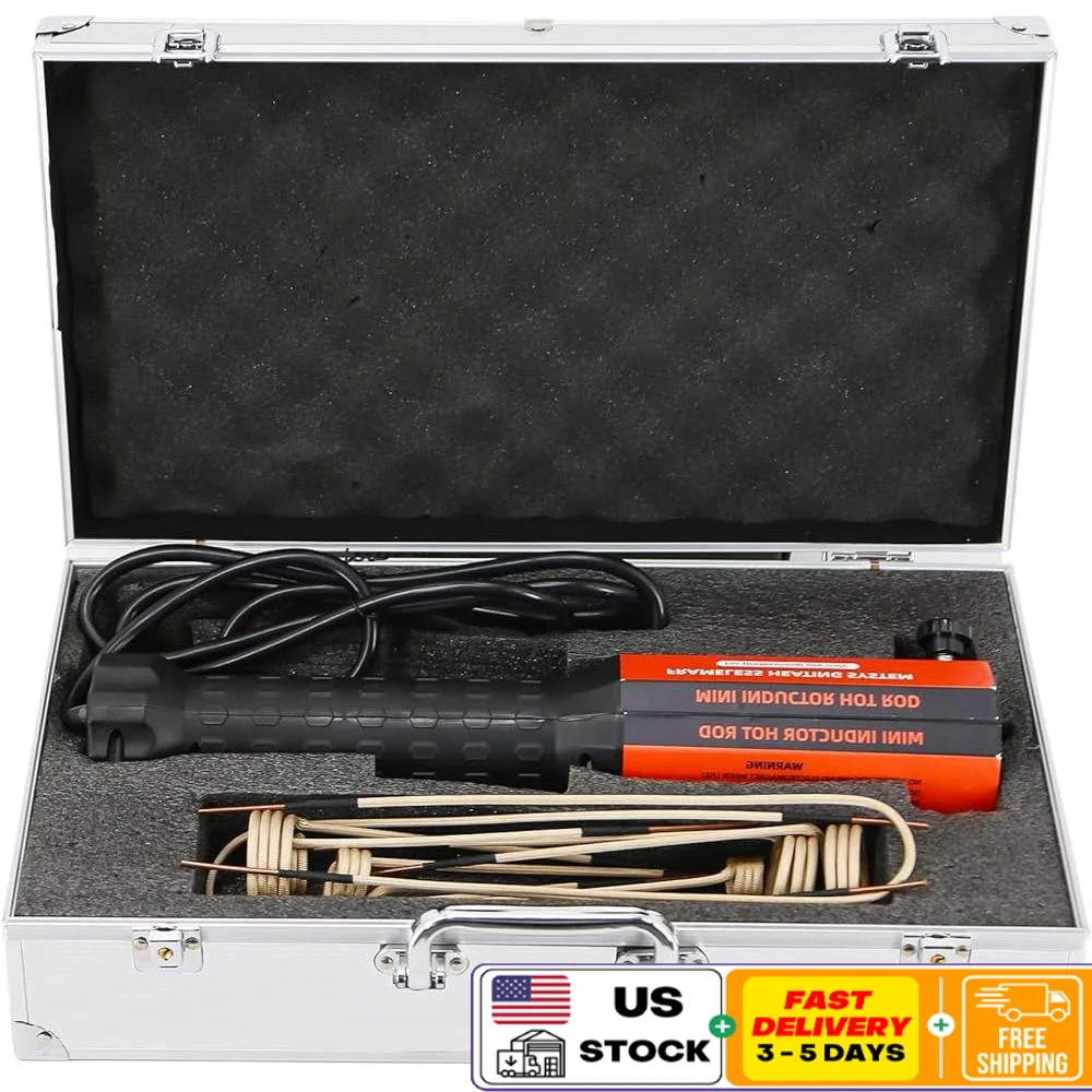 1000W Magnetic Induction Heater Kit Handheld Bolt Remover with 8 Coils LED Light Cooling Fan Overheat Protection Rusty Screw