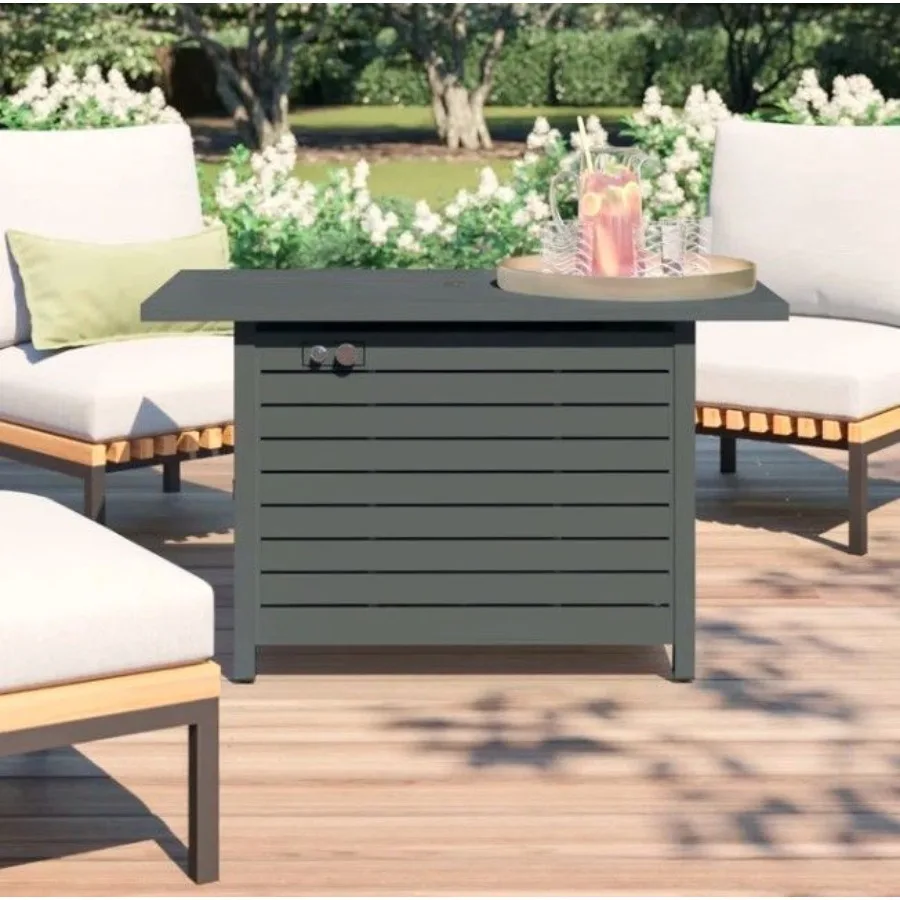 

25 H x 42 W Outdoor Fire Pit Table with Lid Gray