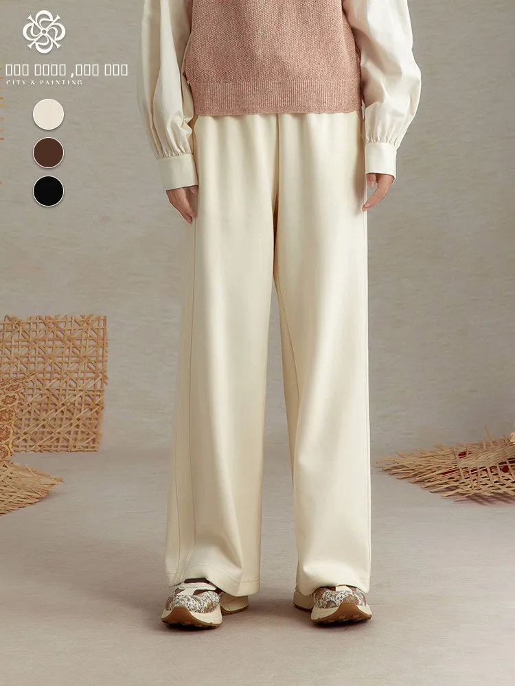 

Брюки женские прямые с высокой талией, модные, универсальные, свободного кроя, стройнящие, длинные, повседневные, из смесового хлопка и полиэстера