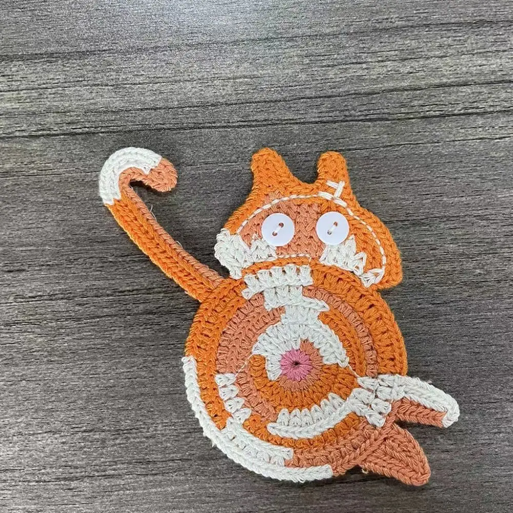 Cute Cat Butt Coasters Non-Slip Knitted Crochet Drink Mat Heat-Resistant High Temperature Resistant Cute Cat Coasters