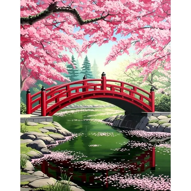 GATYZTORY Bridge Painting By Numbers Handmade Painting With Numbers Scenery Painting Numbers Acrylic paints Diy Crafts