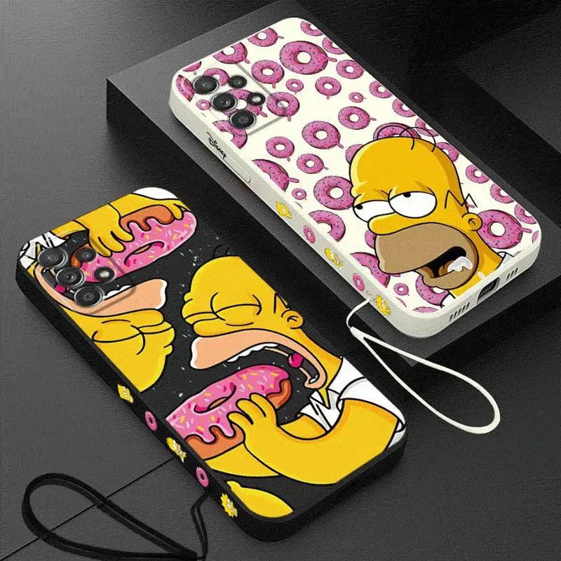 Disney Cartoon Simpson Phone Case for Samsung Galaxy A25 A11 A12 A13 A24 A21s A22 A23 A32 A52 A53 A72 A73 5G Square Liquid Cover