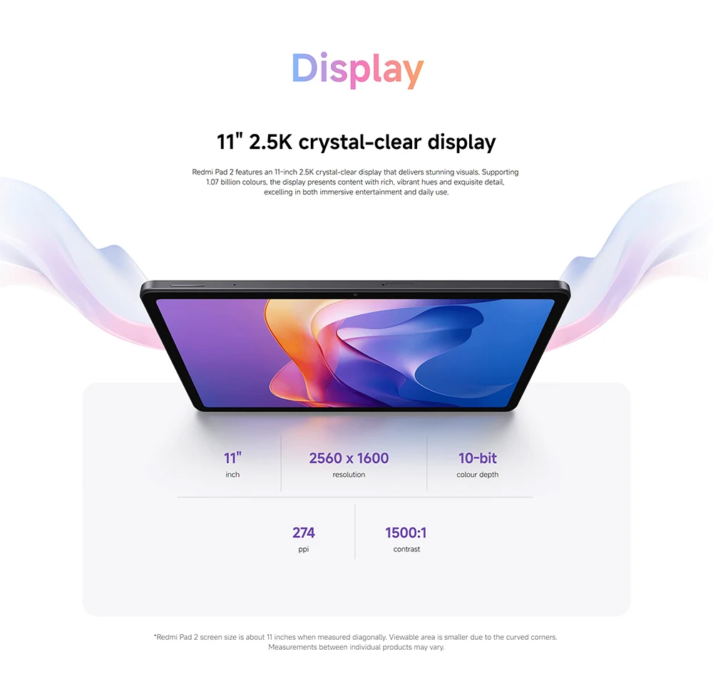 Global Version Xiaomi Redmi Pad 2 WIFI 11' 9000mAh Battery 90Hz Advanced Helio G100-Ultra 2TB Expandable Storage Xiaomi HyperOS