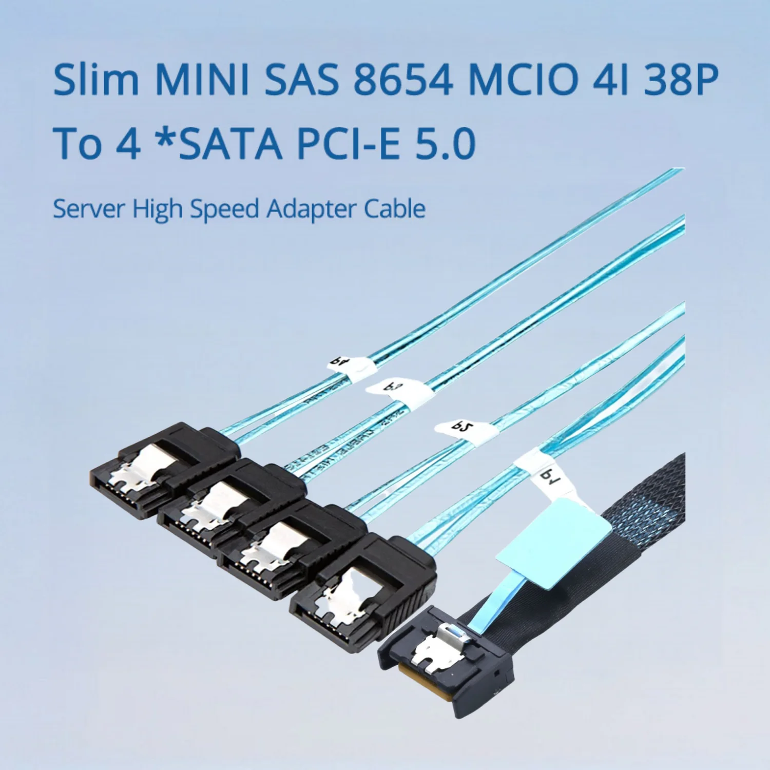 

Тонкий высокоскоростной адаптер MINI SAS 8654 MCIO 4I 38P на 4 *SATA PCI-E 5.0 Серверный кабель Дополнительно 0,5 м 0,8 м 1 м
