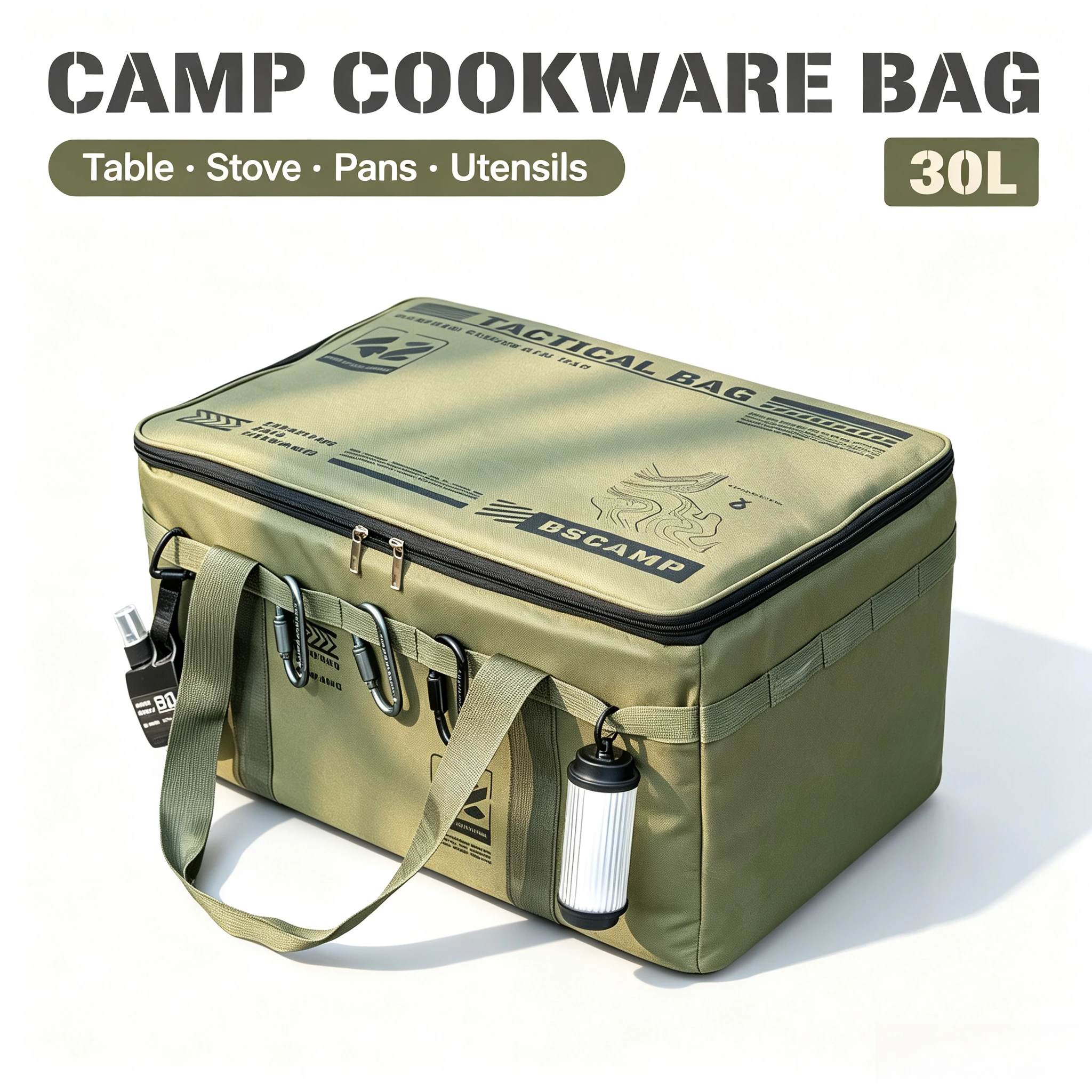Outdoor Tactical Storage Bag Large Capacity Camping Cookware Organizer Shockproof Gas Canister Picnic Gear Travel Bag