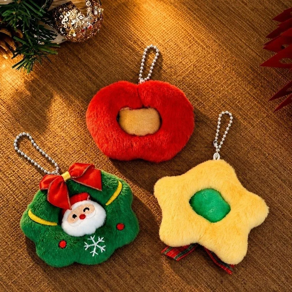 5PCS Hollow Design Christmas Tree Ornaments Cute Stuffed Hanging Pendants Cartoon Soft Festival Keychain Decorations Xmas Tree