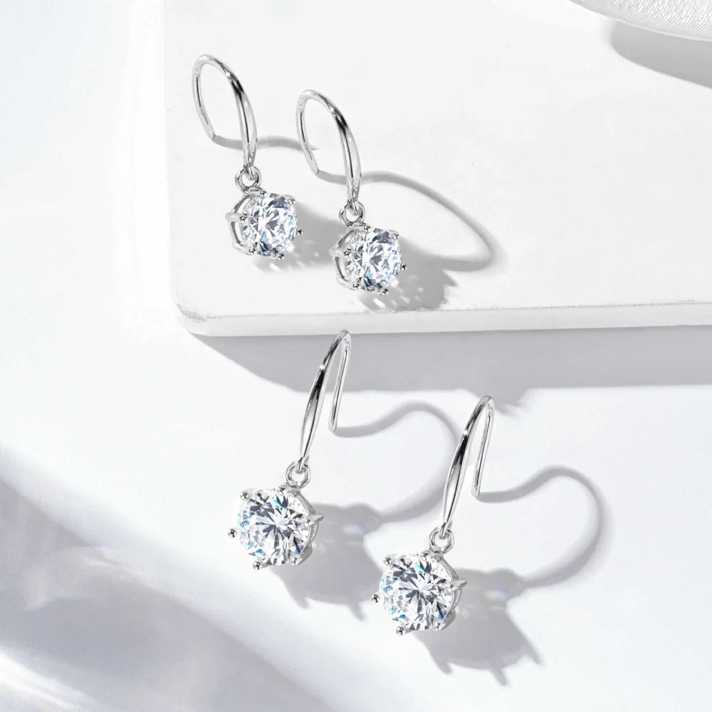 

PT950 platinum ear hook women's classic six-prong earrings, D color morganite stud earrings