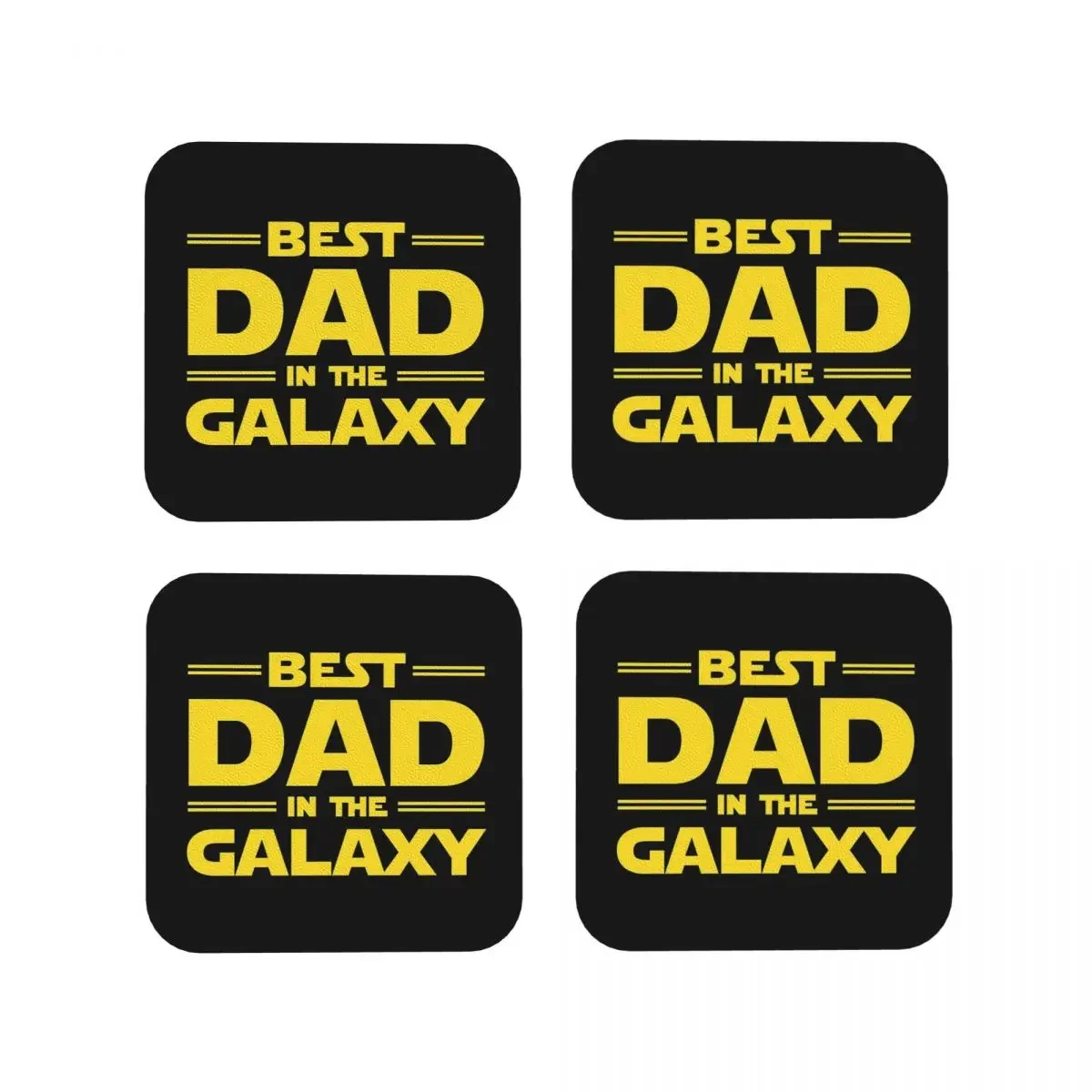 Best Dad In The Galaxy Coasters Coffee Mats Set of 4 Placemats Mug Tableware Decoration & Accessories Pads for Home Kitchen Bar