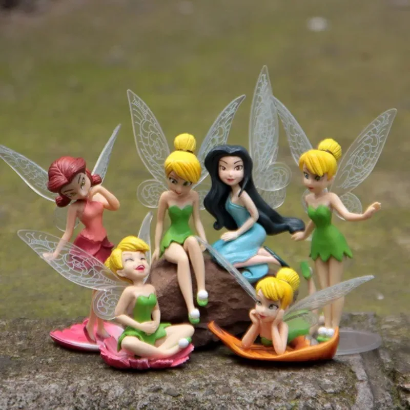 6 pieces/set cartoon Tinker Bell fairy tale girl Tinker Bell PVC action figure toy mini doll children's birthday present