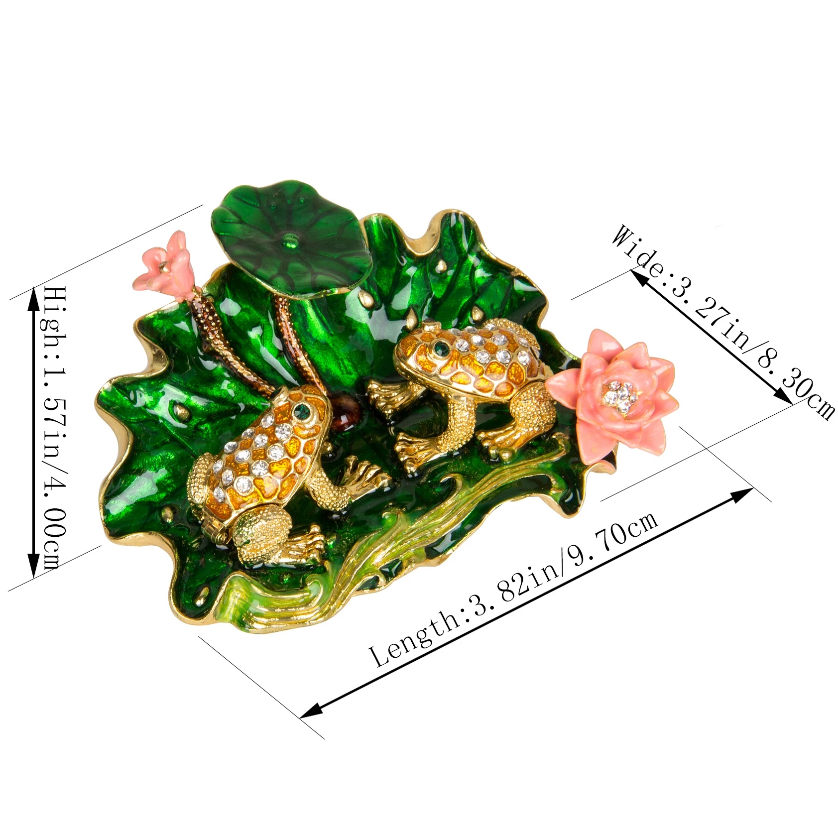 QIFU Metal Handicraft Popular Double Frogs on Lotus Leaf Gift for Wedding Decoration
