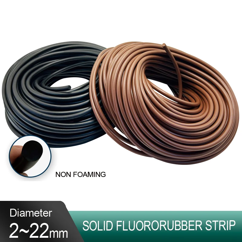 

Dia 2/2.5/3/3.5/4/4.5/5-22mm Solid Non Foaming Fluororubber Strip Sealing/oil Resistance/shock Absorption Black Round FKM Rope