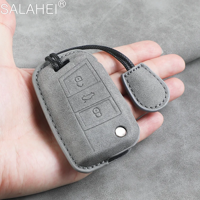 Leather Car Key Case Cover Shell Holder Protector For Volkswagen VW Golf 7 MK7 VII Tiguan MK2 Polo Passat Jetta Lavida Accessory