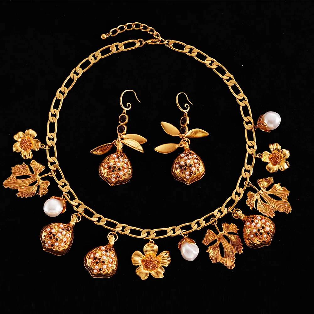 

Women Sets Earring Set Anniversary Pearl Flower Fashion Plant Metal Jewelry Sets Stainless Steel Promotion