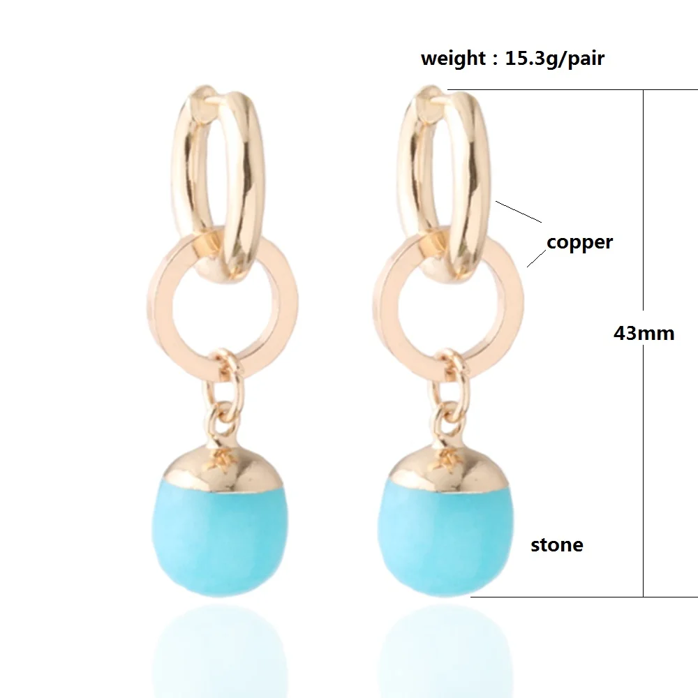 NeeFu WoFu Y2K Natural Stone Copper Earrings Spherical Earring Charm Wholesale Earring for woman Large Brinco Ear Oorbellen Gift