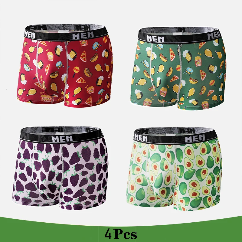 4Pcs/Lot Mens Underwear Boxers Fashion printed Panties Men\'s Underpants  Boxer Comfortable Brand Boxershort Shorts