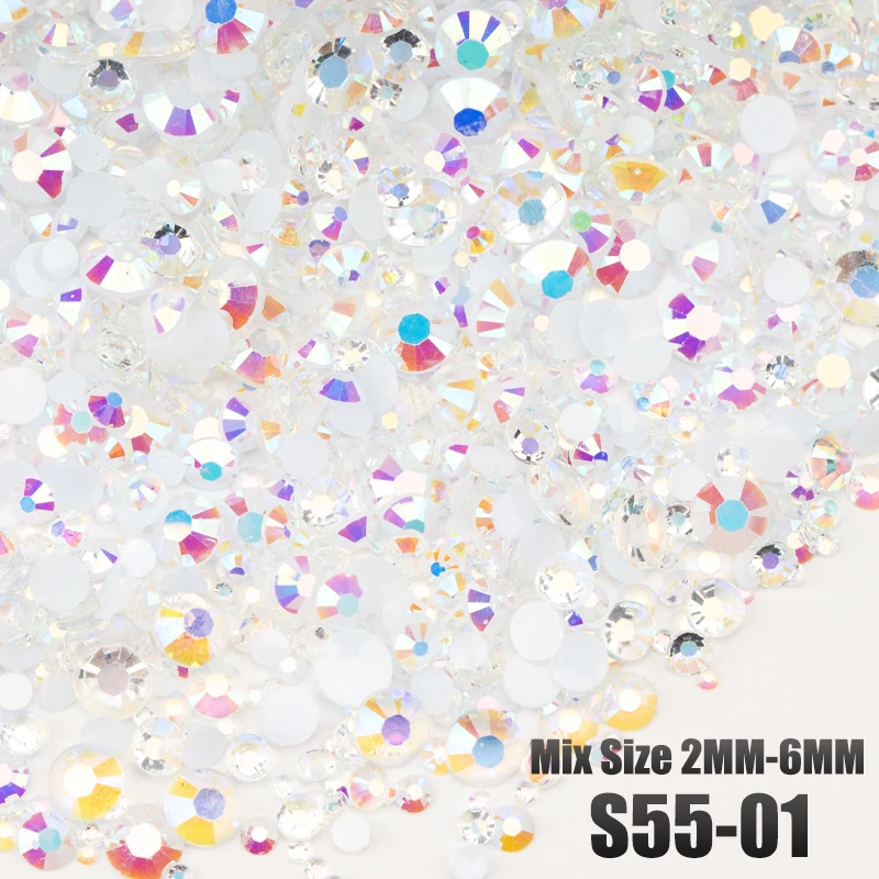 VDD 30/100g Neue Mischgröße 2-6mm Harz-Strasssteine Kristallfarbe AB Flache Rückseite für DIY-Bastelarbeiten, Nagelkunst-Dekorationen, Großhandel – Detail 6