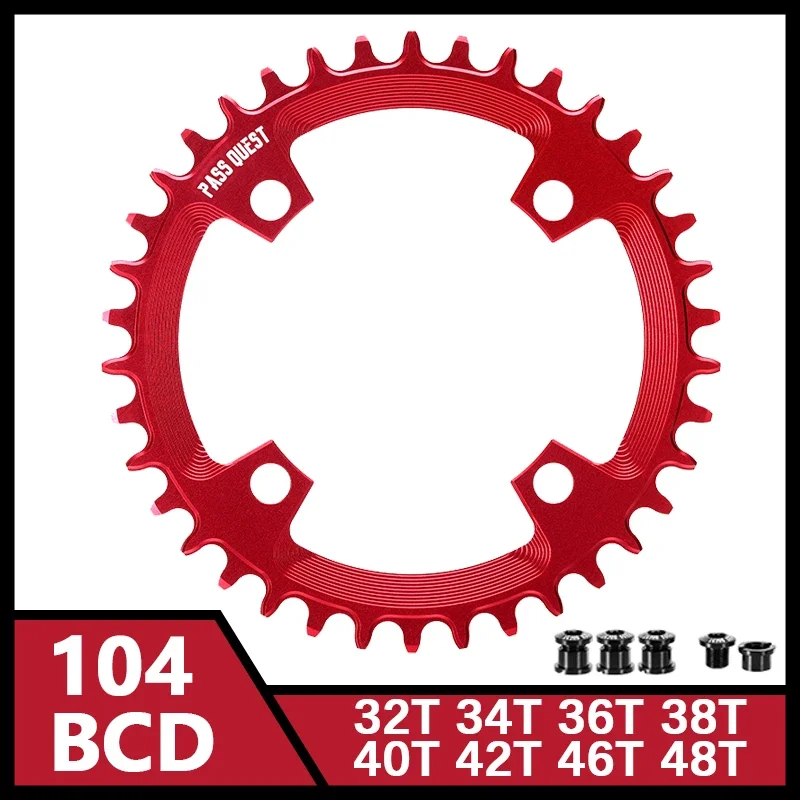 PASS QUEST Narrow Wide Chainring 104bcd 32T 34T 36T 38T 40T 42T Bicycle Crankset Tooth 104BCD Mountain Bike Accessories