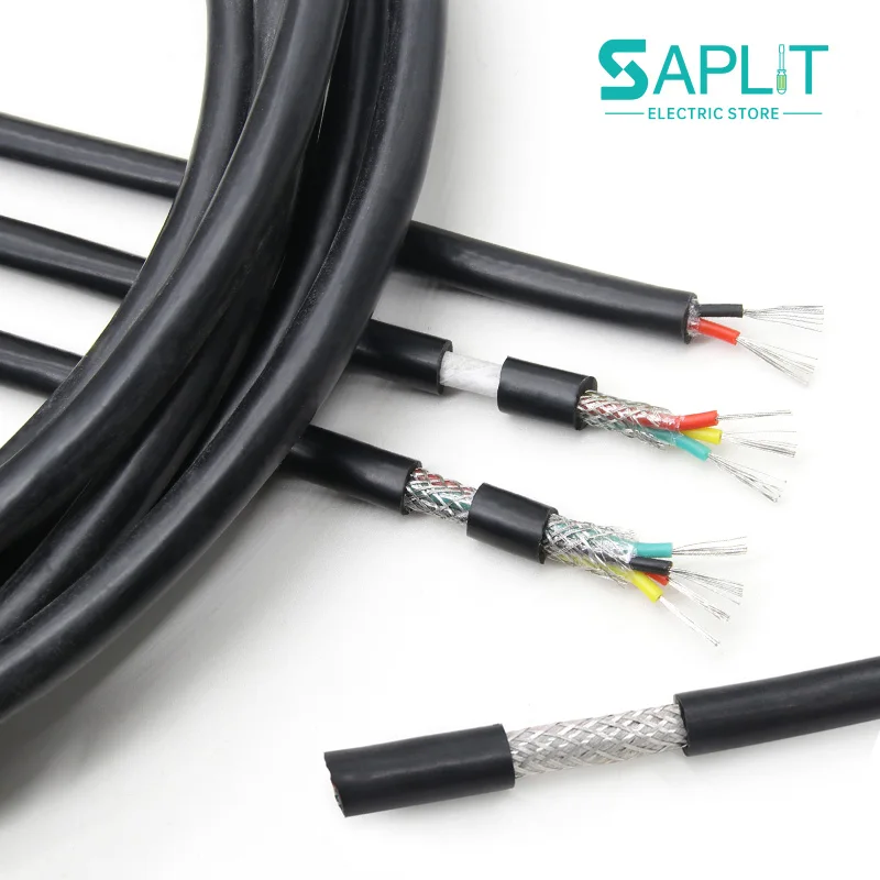1-20m Shielded Wire 0.3 - 2.5mm² High Temperature Flexible Silicone Rubber Tinned Copper Control Line Signal Cable 2 3 4 6 Cores
