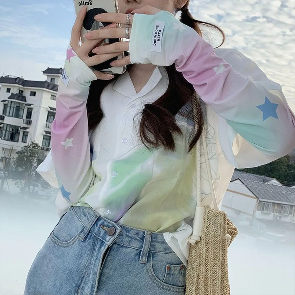 Ice Fabric Breathable Sleeve Cover Pentagonal Pattern Sun Protection Cuff Hiking Cycling Fishing Sunscreen Arm Sleeves Elbow Pad